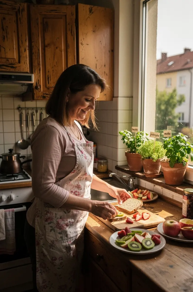 Mężczyzna wykonujący ćwiczenia rozciągające na świeżym powietrzu w parkowej scenerii.